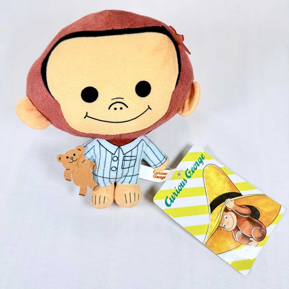 Curious George Plush Toy Factory 8 Inch Pajamas with Teddy Bear June 2024 NEW